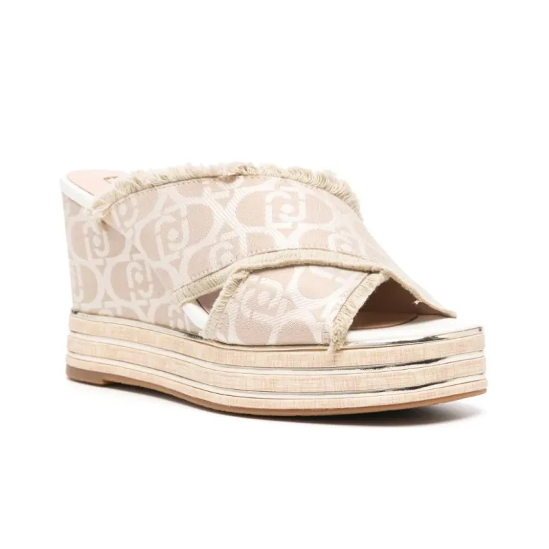 LIU JO 100mm Logo-jacquard Wedge Sandals-2