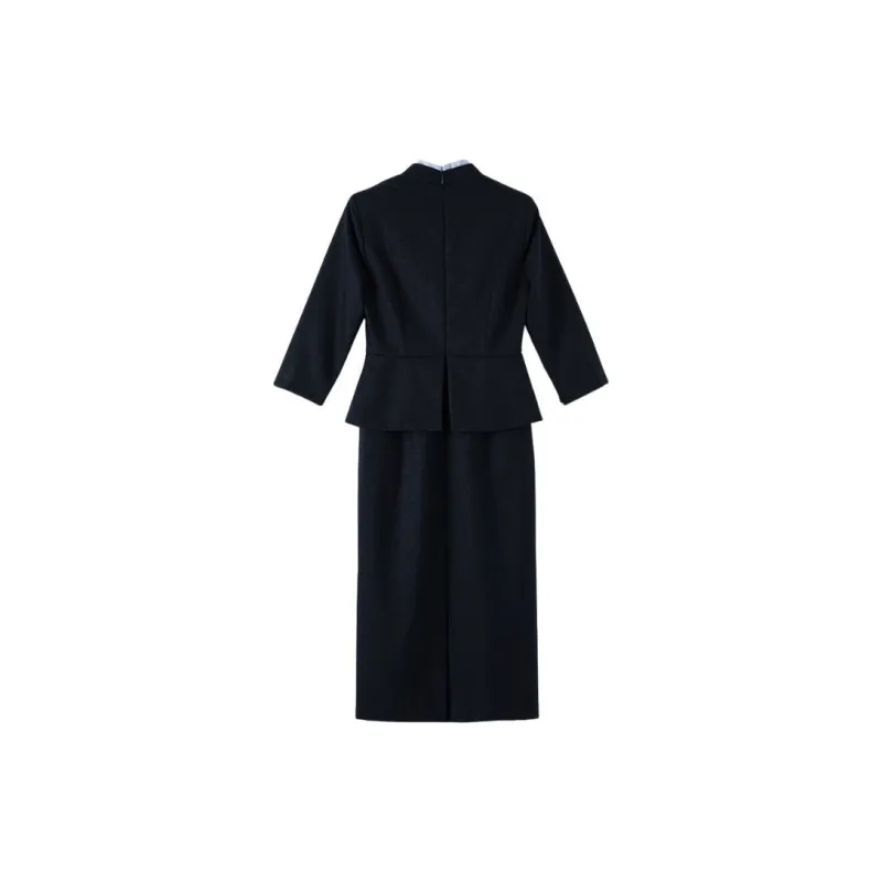 Late White Long Sleeved Dresses Women's Dark Blue-1