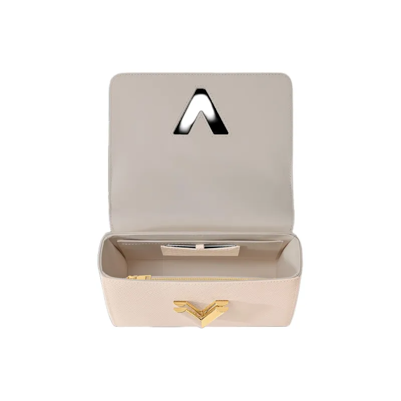 LOUIS VUITTON Twist Epi Textured Leather Patchwork Cow Leather Shoulder Bag Medium Size Women's Quartz White-3