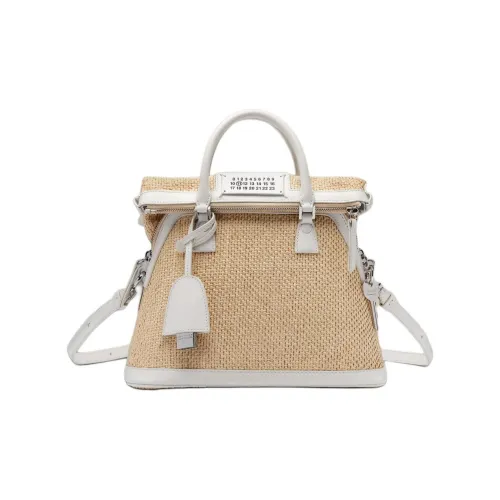 Maison Margiela 5AC Straw With Leather And Calfskin Patchwork Crossbody Bag Shoulder Bag Mini Women's Natural