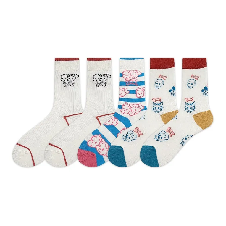 COTTON CHEESE Mid Calf Socks Women's 5 Pack-2