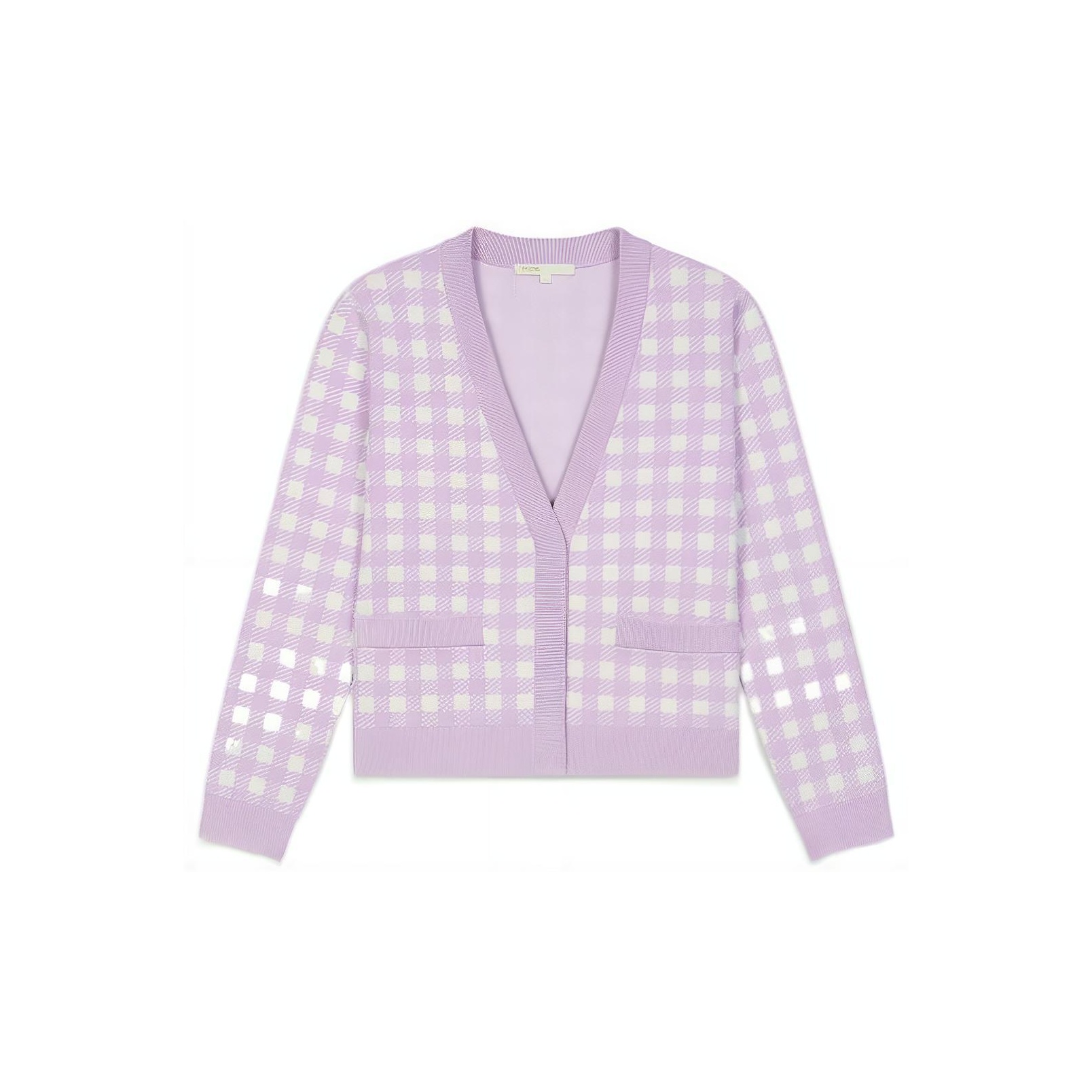 MAJE Purple and White Checked Cardigan authentic