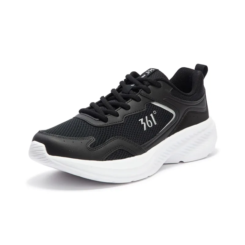 361° Sharp Leaf 2.0 Cushioning, Slip Resistant, And Abrasion Resistant Low Top Running Shoes Men's Black White-1