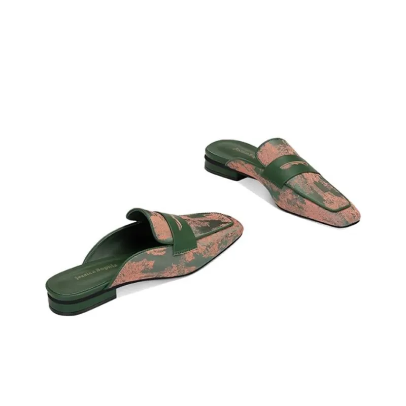 JESSICA SOPHIA Rubber Sole Slip Resistant Abrasion Resistant Wrap toe Slippers Women's Green-1