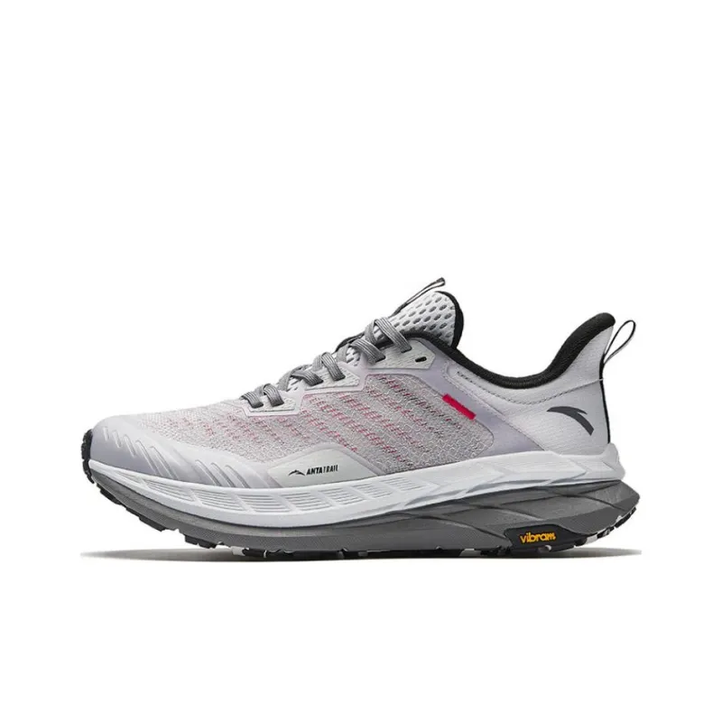 Anta Cushioned Slip-Resistant Low-Top Running Shoes Men's Gray Red-0