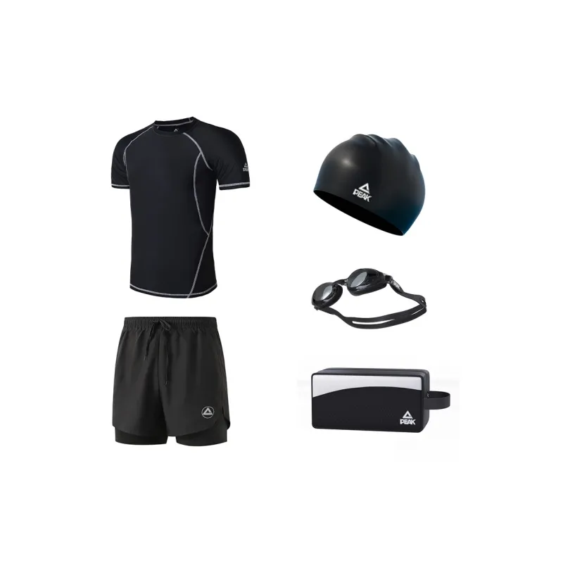 PEAK Swimming Sets Polyester Seaside Vacation With Hot Spring Men's Black-5