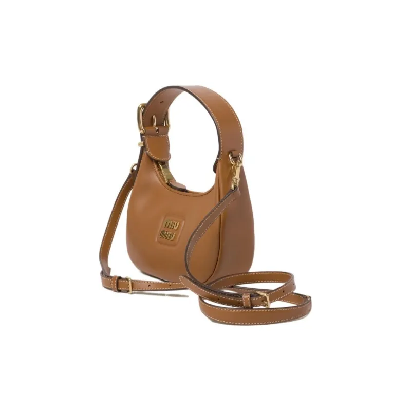 MIU MIU Leather Hobo Bag, Handbag Women's Caramel-1
