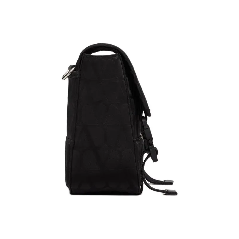 Valentino Calfskin Detail Messenger Bag, Shoulder Bag, Crossbody Bag Men's Black-2