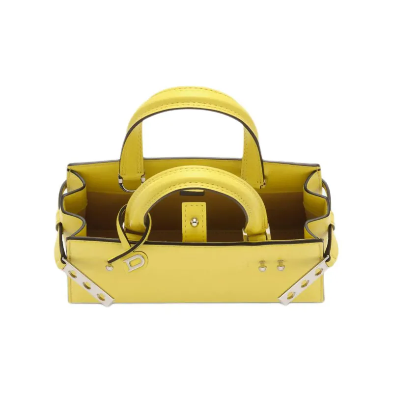 Delvau Tempête Calfskin Shoulder Bag Crossbody Bag Handbag Small Size Women's Pomelo Yellow-3