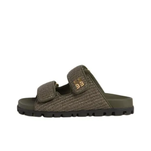 MIU MIU Quiet Slide Slippers Women's Olive Green