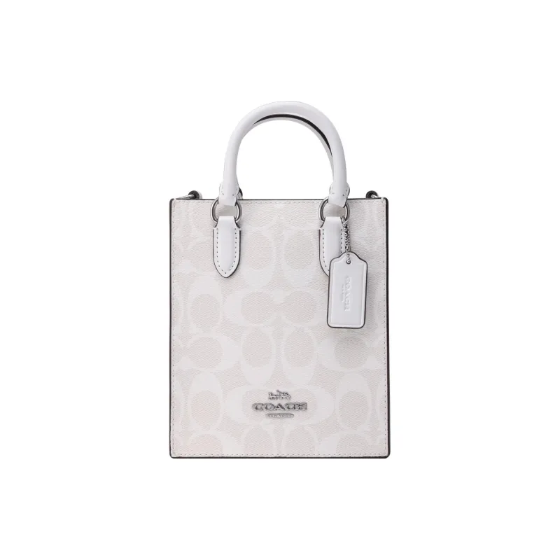 COACH Canvas With Leather Tote Bag Shopping Bag Handbag Shoulder Bag Crossbody Bag Mini Women's White-1