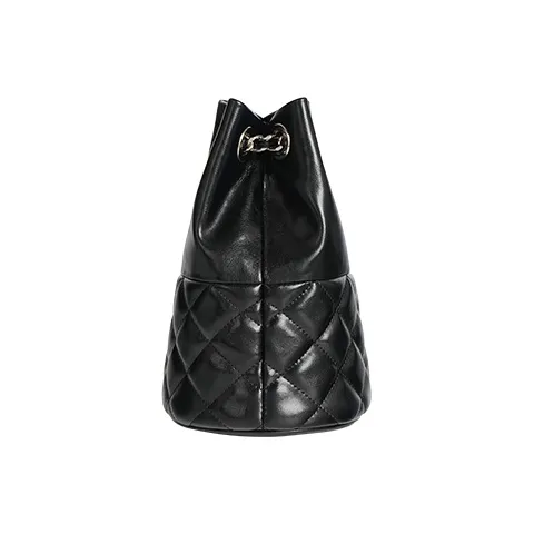 SHEPOK Cow Leather Shoulder Bag Women's Ecru/Silver/Black-12
