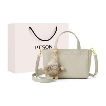 PT'SON Cow Leather Handbag, Shoulder Bag, Crossbody Bag Women's Pearl Gray