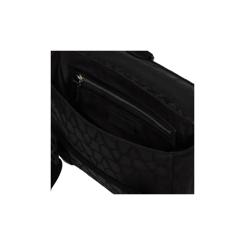 Valentino Calfskin Detail Messenger Bag, Shoulder Bag, Crossbody Bag Men's Black-6