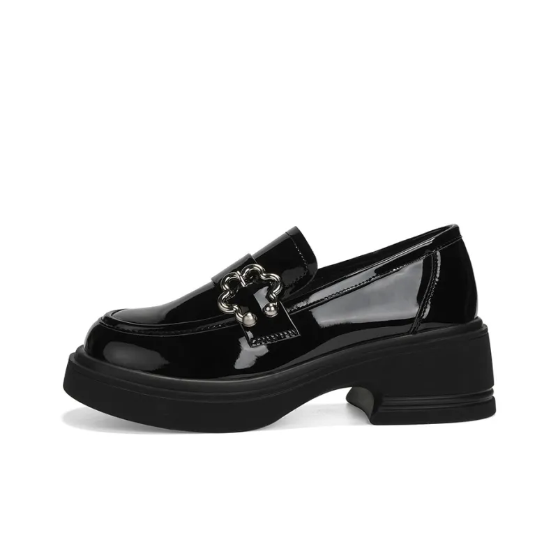 OMS Ballet Flats Loafers 5cm Women's Black-0