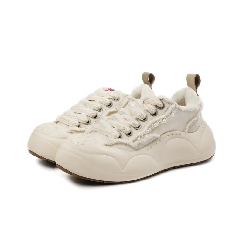 JUZI Low-Top Canvas Shoes Women's Gardenia White Color-2