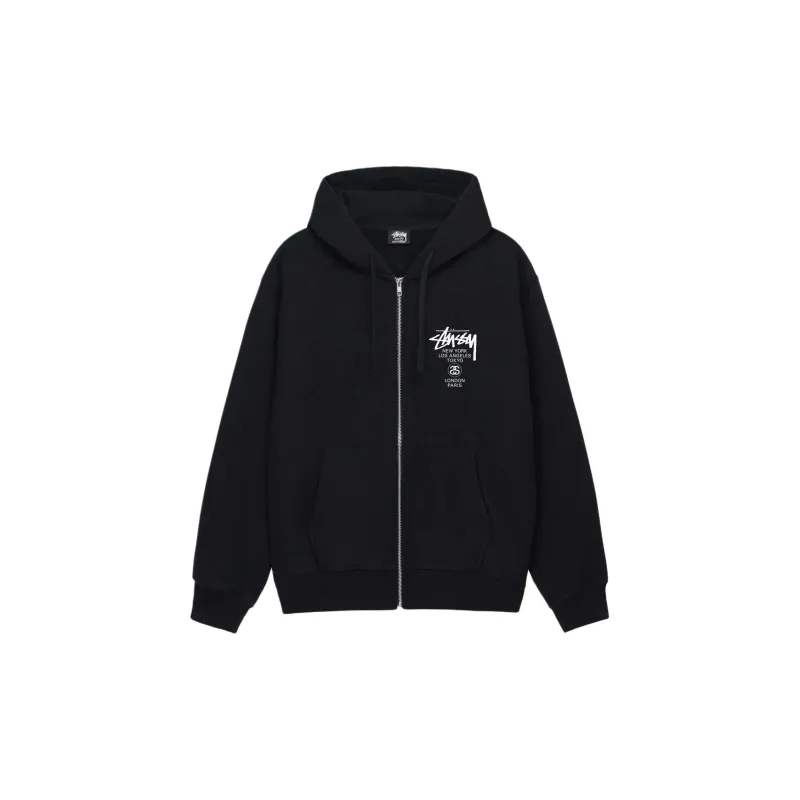 Stussy World Tour Zip Hoodie Black L - POIZON