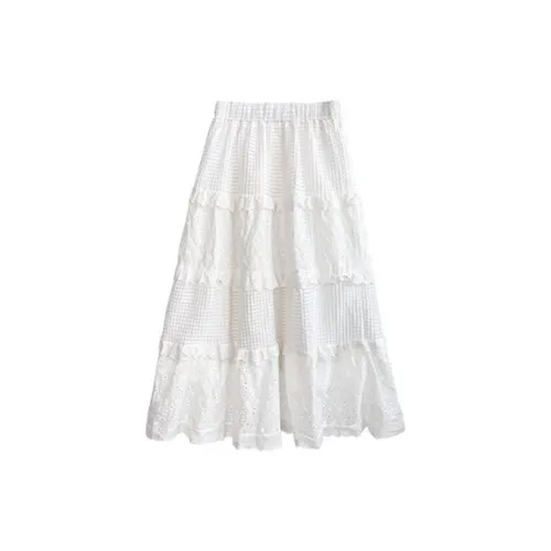 MAKINO Casual Long Skirts Women's White