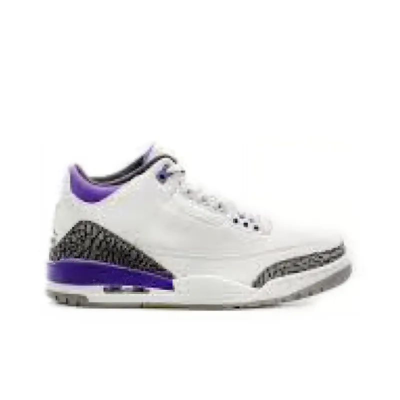 Jordan Air Jordan 3 Vintage Basketball Shoes Women's Mid Top White/Purple/Black-1