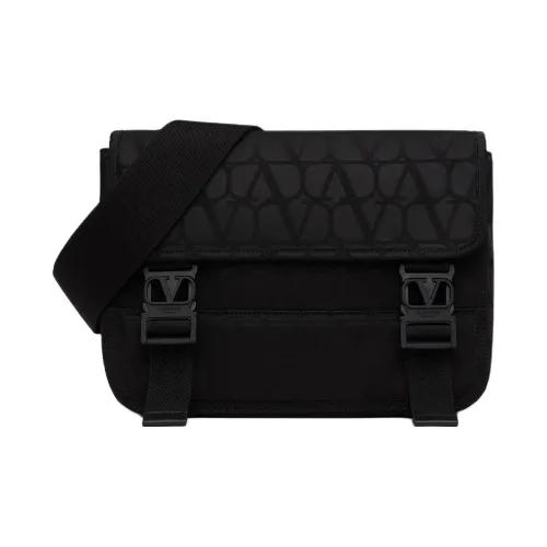 Valentino Calfskin Detail Messenger Bag Shoulder Bag Crossbody Bag Men's Black