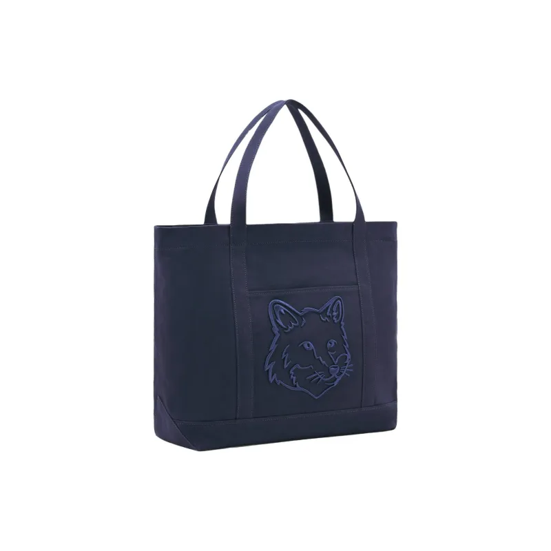 Maison Kitsune Cotton And Canvas Bag, Tote Bag, Shopping Bag, Handbag Large Size Women's Ink Blue-2