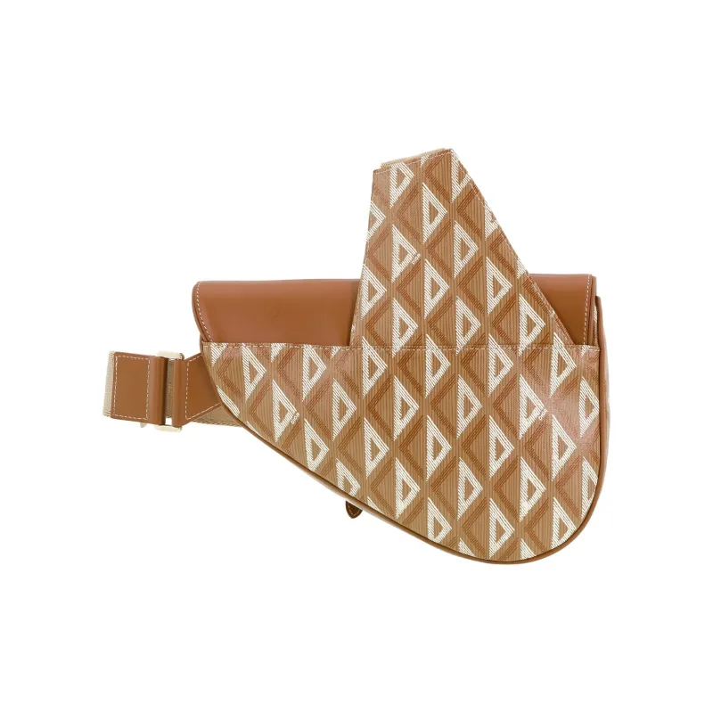 DIOR Saddle Grained Cow Leather With Canvas Saddle Bag Fanny Pack Sling Bag Shoulder Bag Crossbody Bag Men's Coffee-4