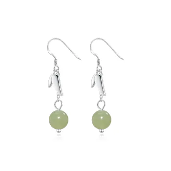 North Cain Hetian Jade Earrings Women's Pale Greenish-White Jade