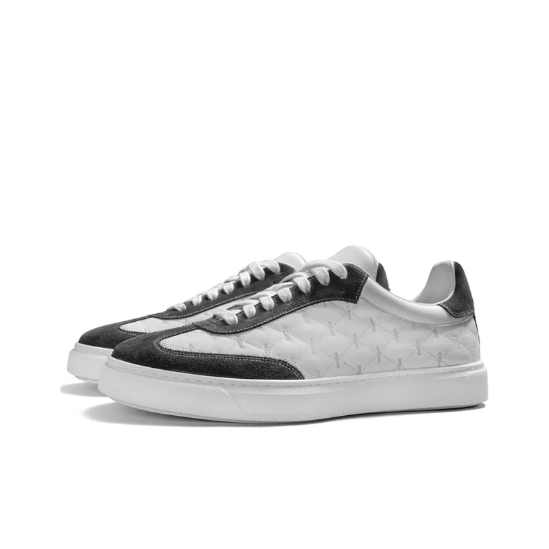 THOM WILLS Trendy Versatile German Army Trainers Low Top Skateboard Shoes Men's Gray White-1