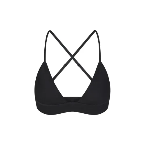 SKIMS THREADBARE RIB TRIANGLE BRALETTE Bra Women's SOOT/Smoke Gray
