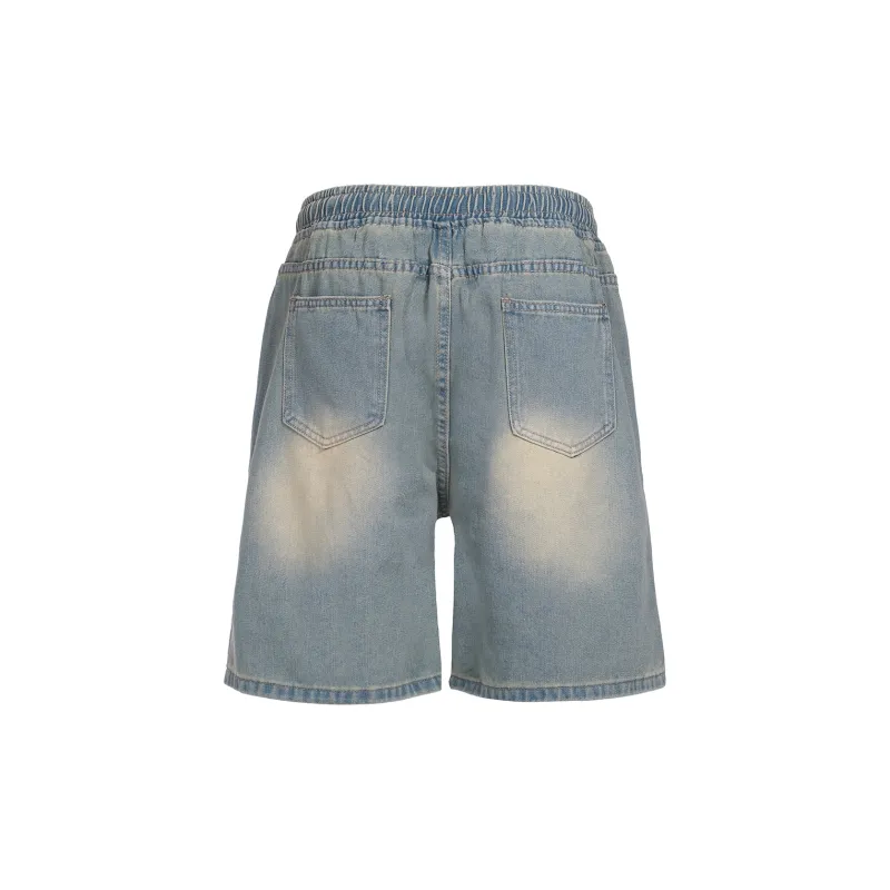 YearnObtainRainbow Denim Shorts Unisex Yellow Mud-1