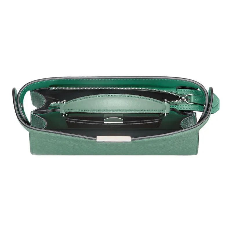 FENDI Peekaboo ISeeU Cuoio Romano Leather Upgraded Graphics Card Handbag Women's Tuscany Green-3