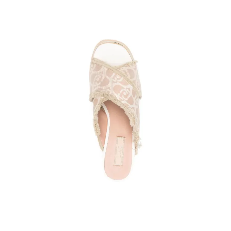 LIU JO 100mm Logo-jacquard Wedge Sandals-4