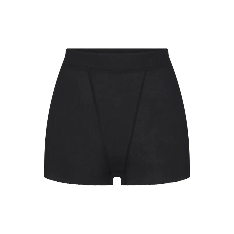 SKIMS THREADBARE RIB SHORT SHORT Boxer Shorts Women's SOOT/Smoke Gray-0