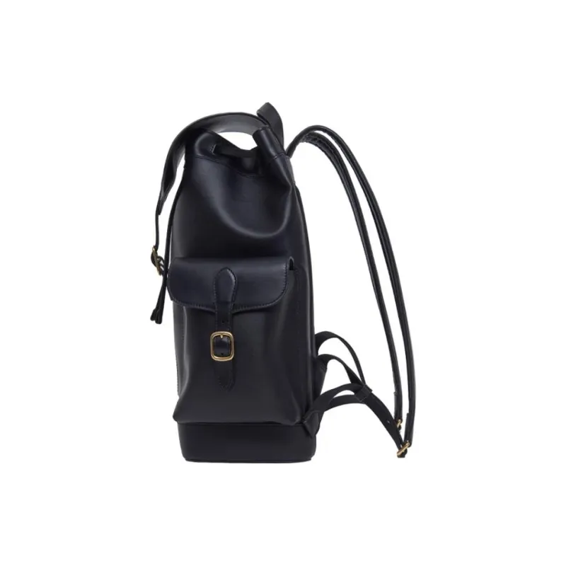 BALLY Cow Leather Backpack Large Size Men's Black & Gold-2