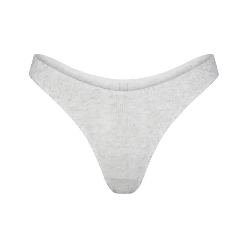SKIMS THREADBARE RIB DIPPED THONG Underpants Women's 1 Pack Light Heather Grey
