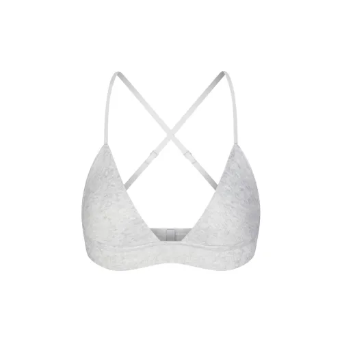 SKIMS THREADBARE RIB TRIANGLE BRALETTE Bra Women's Light Heather Grey