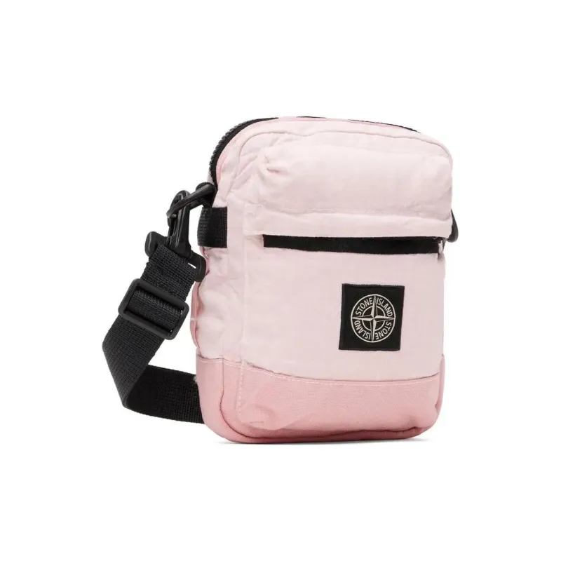 STONE ISLAND Linen With Nylon Shoulder Bag, Crossbody Bag Unisex Pink-1