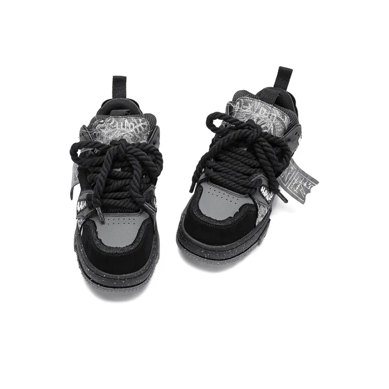 X·LUN [Black Iron Knight] Collection Slip Resistant Cushioning Height Increasing Low Top Skateboard Shoes Unisex Black-3