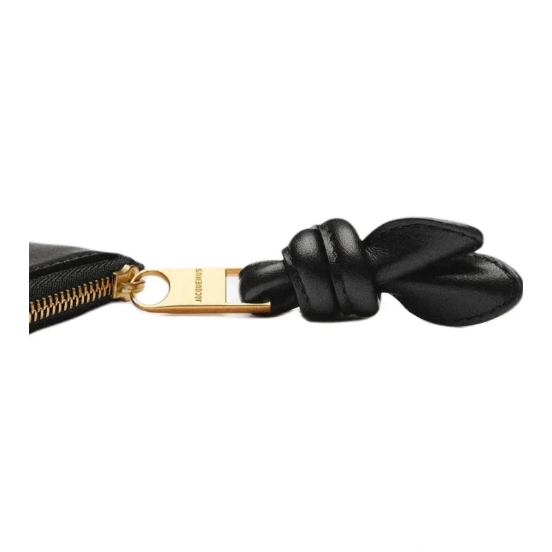 Jacquemus Cow Leather Card Holder, Wallet Women's Black-3