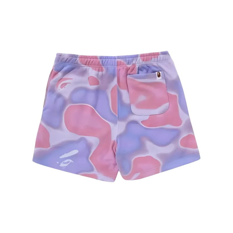 Bape Liquid Camo Shark Sweat Shorts Purple-1