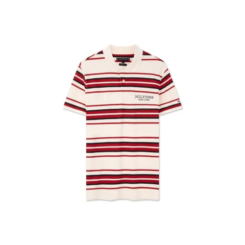 Tommy Hilfiger Polo Shirts Men Off White Red