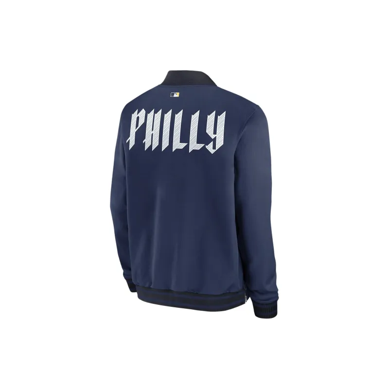 Nike Philadelphia Phillies Authentic Collection City Connect Game Time Men's Nike Mlb Full Zip Bomber Jacket-1