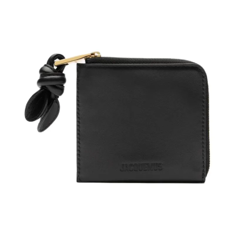 Jacquemus Cow Leather Card Holder, Wallet Women's Black-0