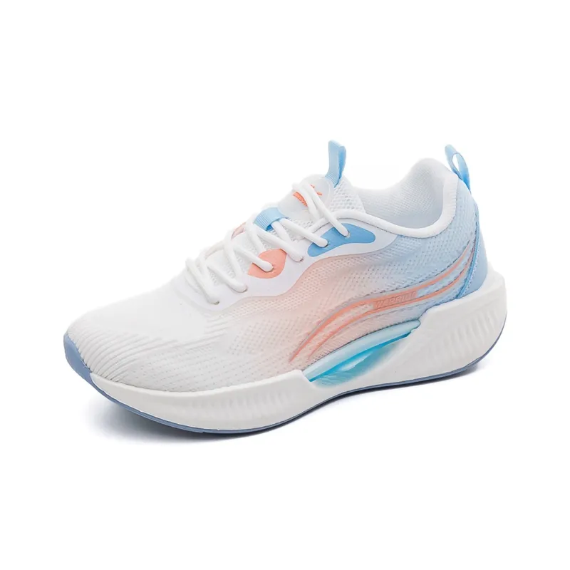 Warrior Anti Slip And Wear Resistant Lightweight Low Top Running Shoes Unisex Beige Blue-1