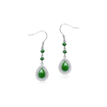MARY WINDSOR Hetian Jade 925 Sterling Silver Earrings Women's Jasper