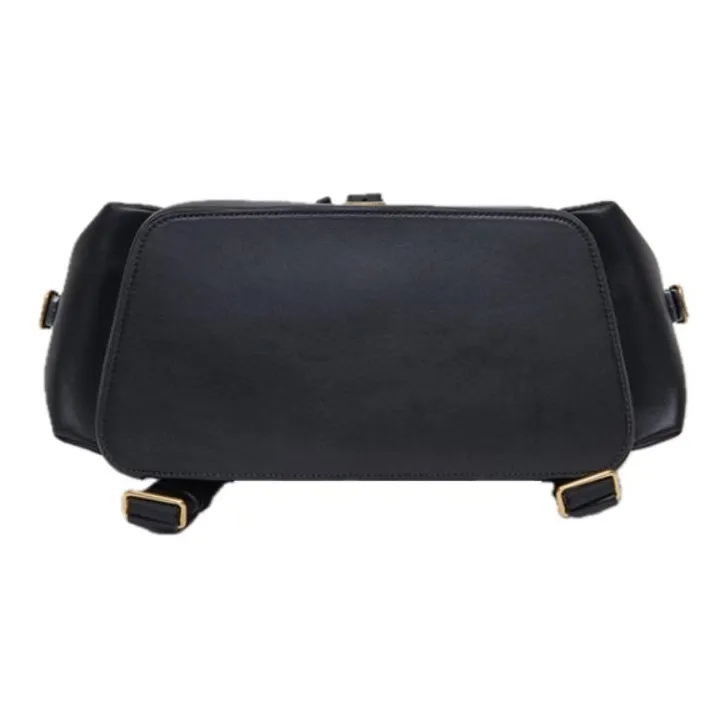 BALLY Cow Leather Backpack Large Size Men's Black & Gold-4