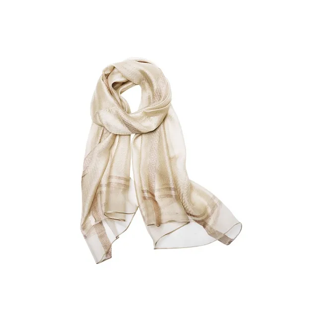 Narandu Mulberry Silk Scarves Women's Champagne/Gray/Milk White/Red-4