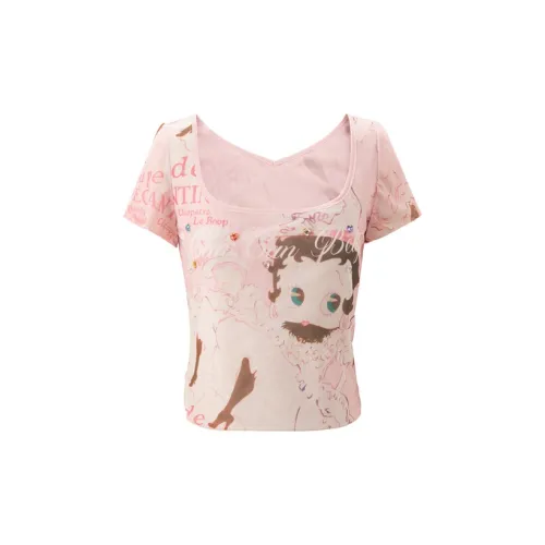 UNIFREE X Betty Boop Co-brand T-Shirts Women's Pink