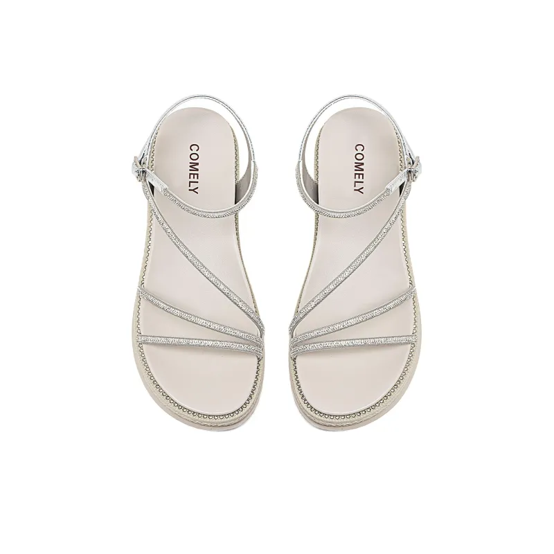 COMELY Beach Sandals Women's Silver-3