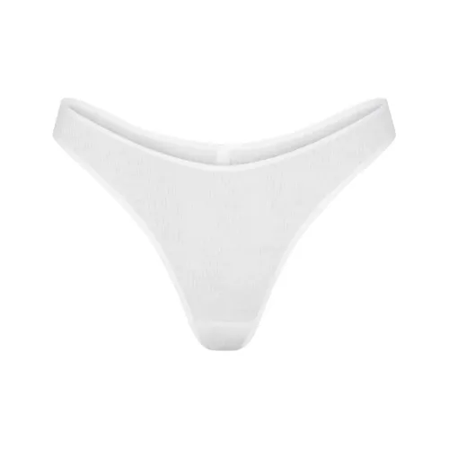 SKIMS THREADBARE RIB DIPPED THONG Underpants Women's SNOW/Snow